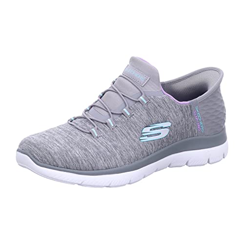 Skechers Women's Hands Free Slip Ins Summits Dazzling Haze Sneaker, Grey Mint, 8.5